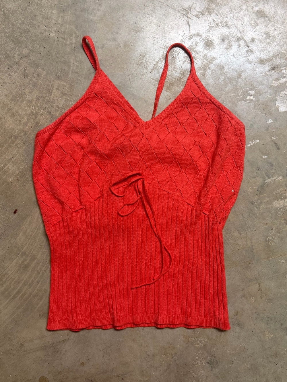 Knit Spaghetti-Strap Tank with  Tie